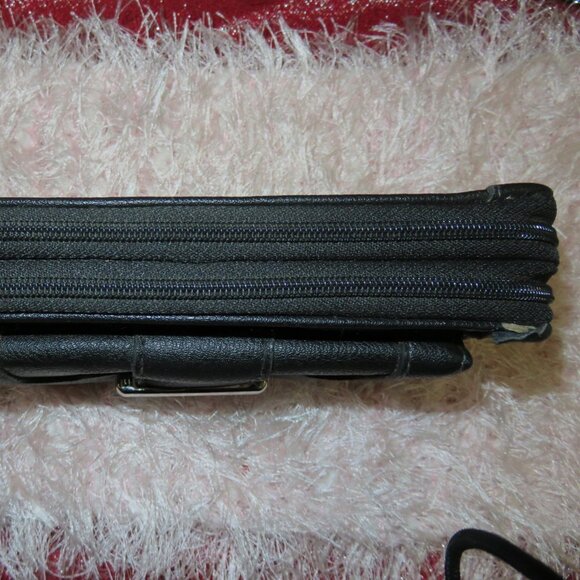 BOGO Franco Sarto Black Leather Long Wallet Clutch Double Zip Multi Compartment - Picture 14 of 14